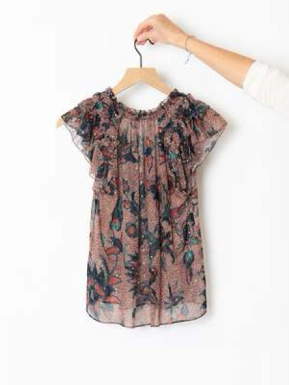Ulla Johnson Pink Floral Ruffle Sleeve Blouse